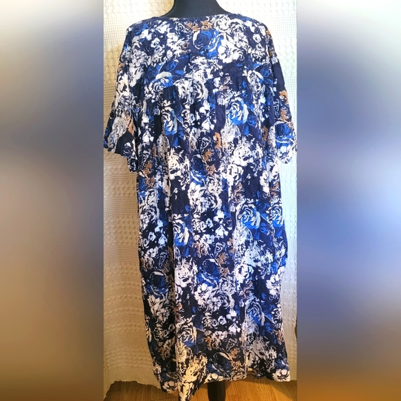 Vintage Anthony Richards Blue Floral MooMoo Size 4X (Fits Like 1X) - Picture 2 of 8